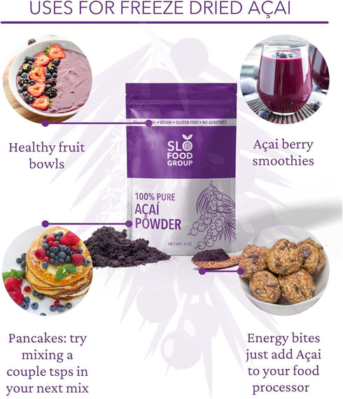 Slofoodgroup Freeze Dried Açaí Powder, Pure Acai Powder from Brazil, 8 oz