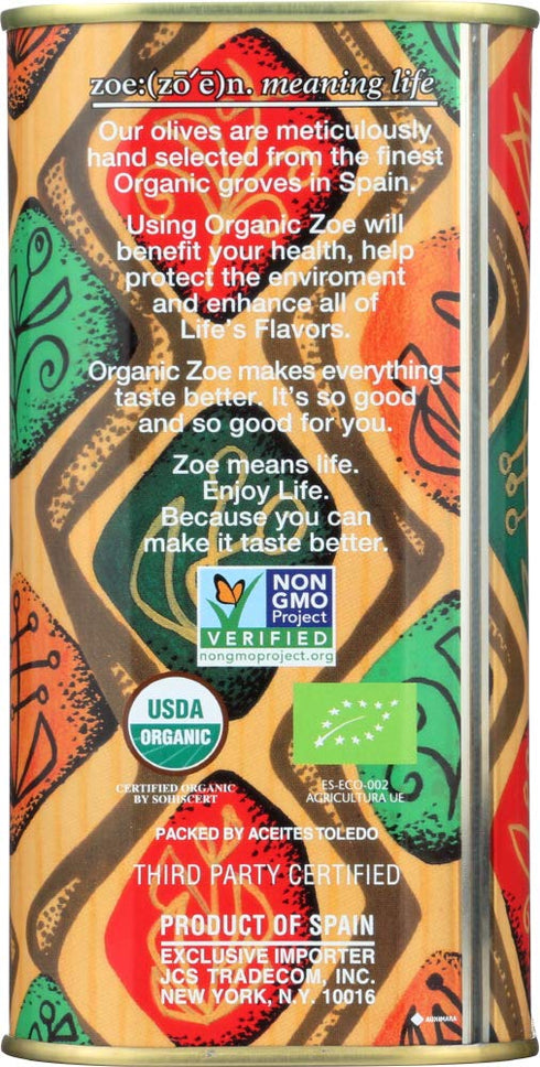 Zoe 25.5-Ounce Organic Extra Virgin Olive Oil, Tin
