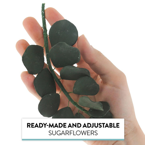 5 Count Global Sugar Art Green Eucalyptus Branch Sugar Cake Flowers, by Chef Alan Tetreault