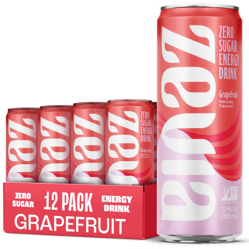 Zevia Zero Sugar Energy Drink, Grapefruit, 12 oz Cans (12-Pack) Naturally Sweetened,