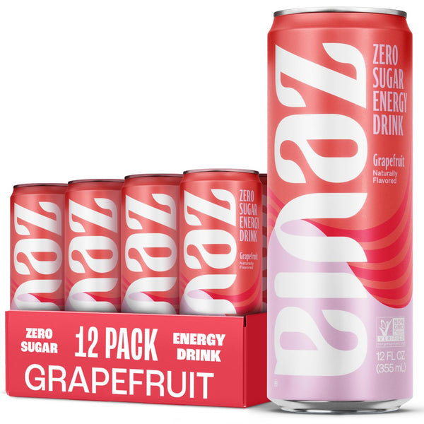 Zevia Zero Sugar Energy Drink, Grapefruit, 12 oz Cans (12-Pack) Naturally Sweetened,