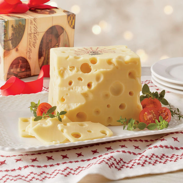 1 lb. 2 oz. The Swiss Colony Big Baby Swiss Cheese Handcrafted Swiss Cheese Block with Buttery Rich Flavor and Creamy