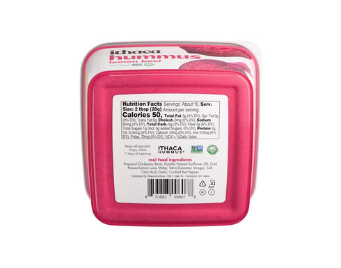 Hummus, Hummus, 10oz Ithaca Lemon Beet Non-GMO, Minimal Ingredients