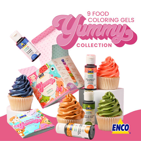 Yummy 9 Set 1.41 oz (40 ENCO Collection Food Coloring Gel each g) includes Cookie Decoration Guide