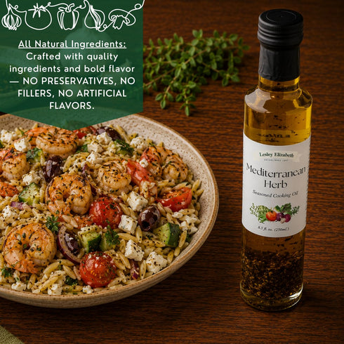 8.5 oz Lesley Elizabeth Mediterranean Herb Seasoned Cooking Oil, fl Herb-Infused Olive & Canola Oil for Marinades