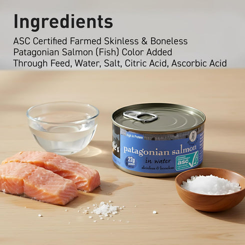6.0 oz 3 COLES Patagonian Salmon in Water Boneless | Skinless | Canned Salmon-Seafood Rich in Protein - Each Container