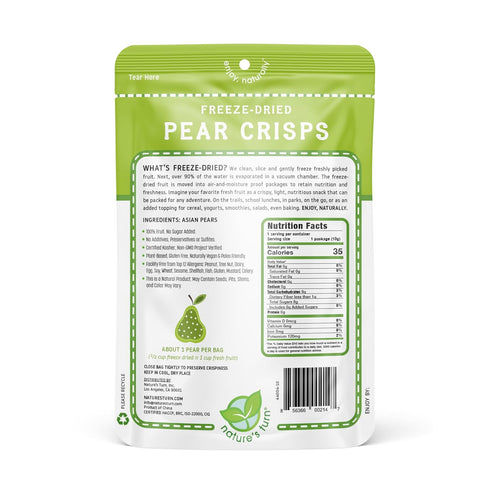 24 (0.35oz Nature's Turn Freeze-Dried Fruit Crisps Pear, Bags Each) Healthy, Gluten-Free, Crispy & Delicious Snack