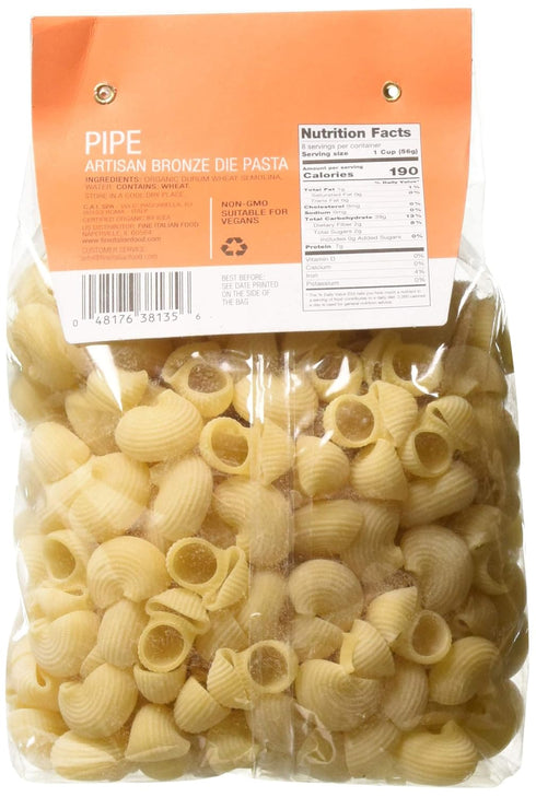 100% 16 (Pack 4) Compagnia Sanremo Italian Organic Pipe Pasta - Durum Wheat Semolina Pipe - Ounce Of - Product Of Italy