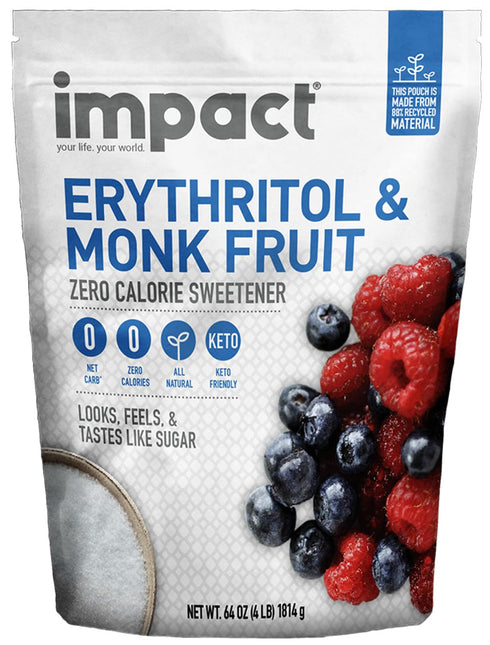Impact White Monk Fruit & Erythritol Sweetener Blend - Gluten Free, Zero