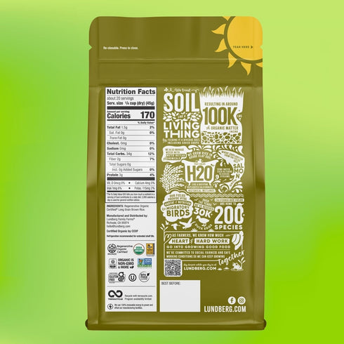 32 (Pack 1) Lundberg Regenerative Organic Brown Rice Long Grain, Kosher, USDA Certified Organic, Gluten Free & Non-GMO