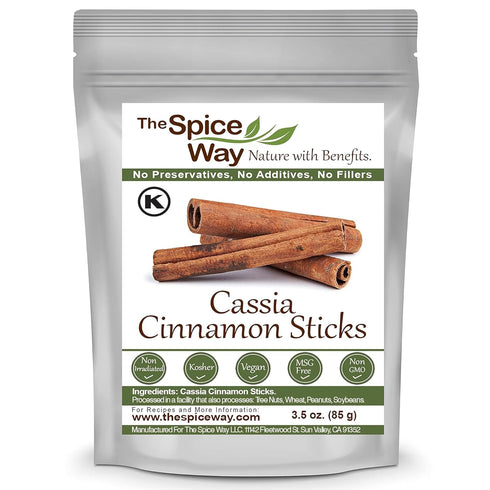 The Spice Way Cinnamon Cassia Sticks, 3.5 oz Resealable Bag, Whole Cinnamon Sticks for Tea, Desserts or Cooking