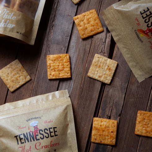 Pack, (4 Pack, 4 Sherman's Tennessee Hot Crackers, Spicy Snack Cracker Variety flavors - Original, Fiesta, Garlic