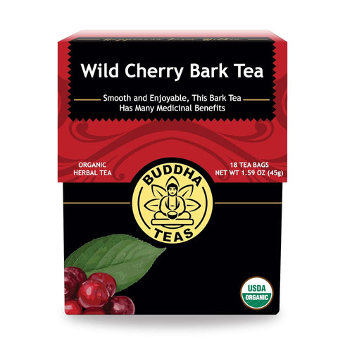 Buddha Teas Organic Wild Cherry Bark Tea - OU Kosher, USDA Organic, 18 Bleach-Free Tea Bags