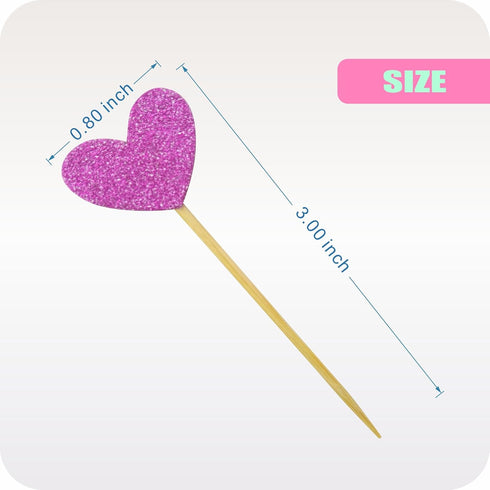 Cupcake Toppers 30Pcs Set, GUCUJI Funny Purple Heart DIY Glitter Mini Birthday Cake Decorations