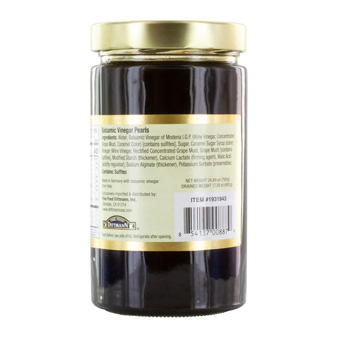 Fine Food Dittmann 24.69 oz Balsamic Vinegar Pearls, Jar Rich Balsamic Vinegar Flavor from Modena Ideal for Salads