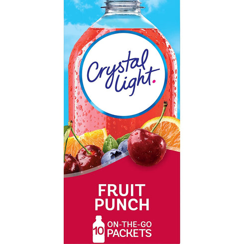 Crystal Light On The Go Fruit Punch Drink Mix, 10-Count Boxes, Pack of 6