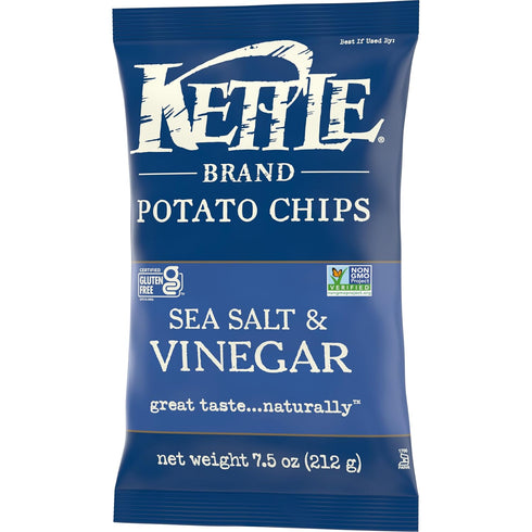 7.5 oz Kettle Brand Sea Salt and Vinegar Kettle Potato Chips, Gluten-Free, Non-GMO, Bag