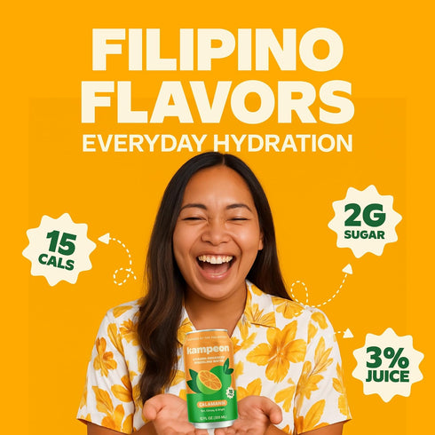 12oz (6-Pack) pack Kampeon Calamansi Filipino inspire sparkling water - Cans - Filipino Lemonade with Real Calamansi