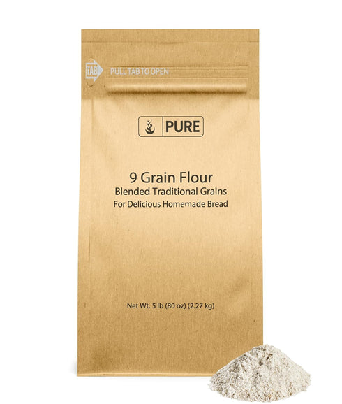 Pure Original Ingredients 9 Grain Flour (5 lb) - Storable, Transportable Bread and Dough