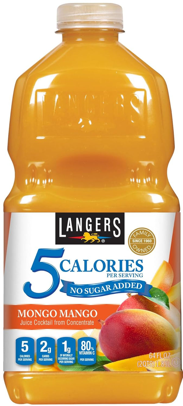 Langers 5 Calorie, Mongo Mango, 64 Fl Oz (Pack of 8)