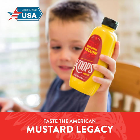 12 Oz, Pack 2 KOOPS' Original Yellow Mustard Gourmet Mustard, Gluten-Free, Kosher, Made In Usa, From Quality Mustard