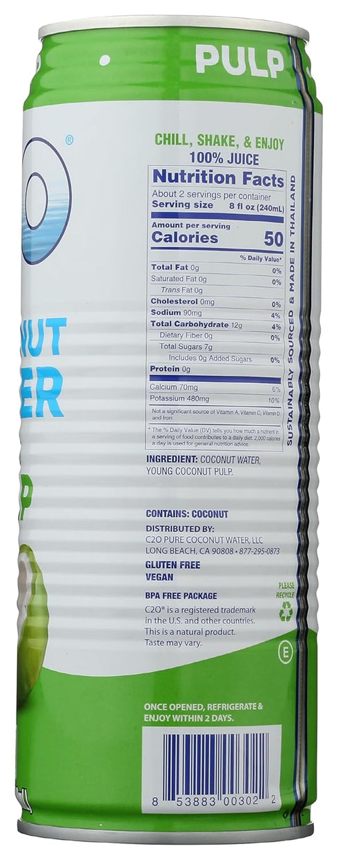 C2O 17.5 Pure Coconut Water with Pulp, Fluid Ounce