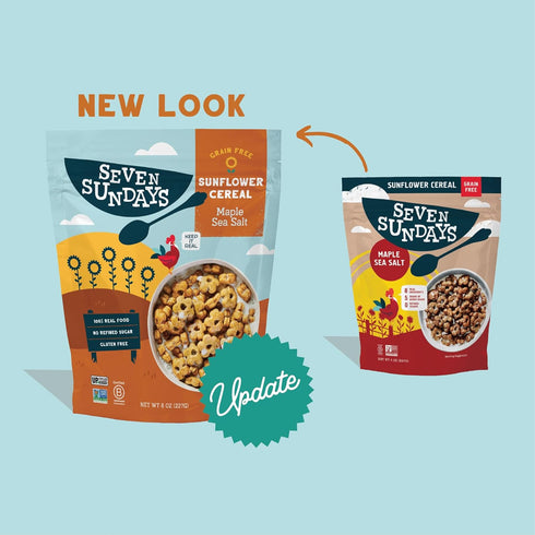 8 Oz (Pack 3), 5g 0g Seven Sundays Sunflower Cereal, Maple Sea Salt, Bag of Grain & Gluten Free, Upcycled Protein