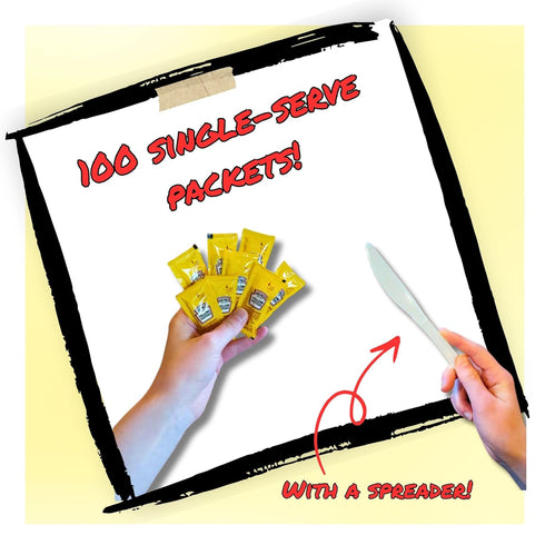 Set Packets 100 Count (5.6g CMC (100 Packets, Gift Yellow Mustard Each) with Spreader in Resealable Slide Seal Bag by