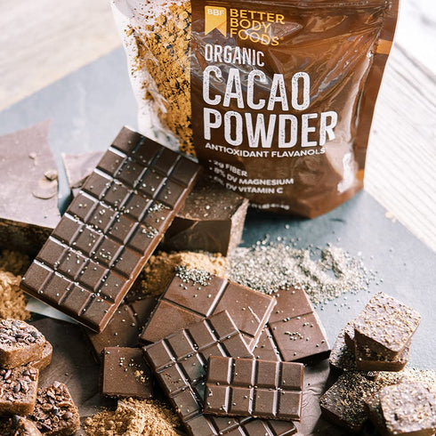 16 1 lb (Pack 2) BetterBody Foods Organic Cacao Powder, Rich Chocolate Flavor, Non-GMO, Gluten-Free, Cocoa, ounce, bag