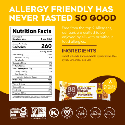 88 ACRES Banana Bread Seed Protein Bar, 1.9 OZ
