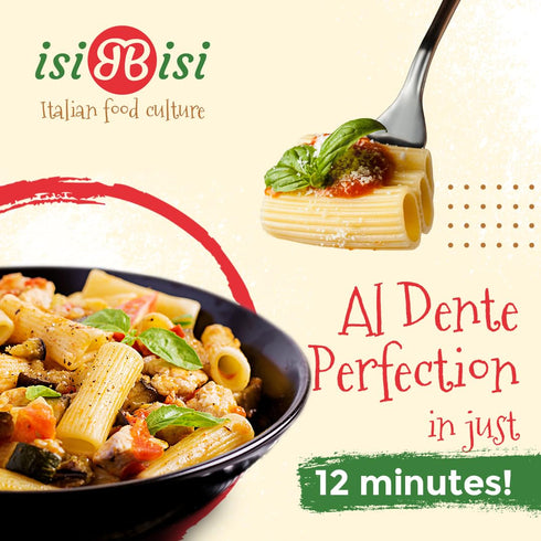 3-Pack isiBisi Gluten-Free Rigatoni Pasta, - Artisanal Corn and Rice Noodles - Vegan, Non-GMO, Made in Italy