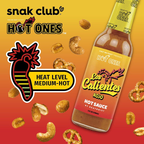 10 oz Snak Club x Hot Ones Hot Habanero Snack Mix, Spicy Snacks with Peanuts, Pretzels, Sesame Sticks, Toasted Corn