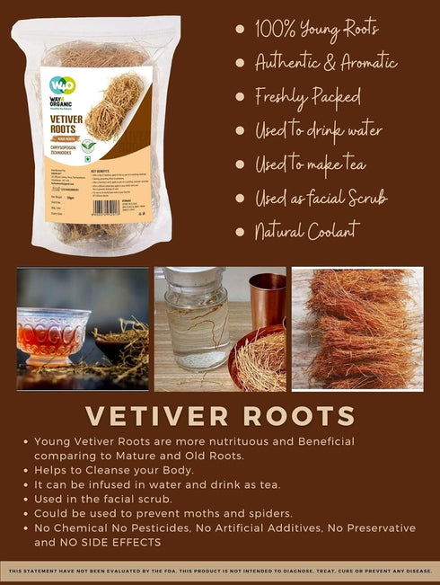 WAY 4 ORGANIC W4O (50 Way4Organic (1 Pack) Vetiver Root/Dried Khus-Khus/Vetiveria Zizanioides Grams), Young Roots Not
