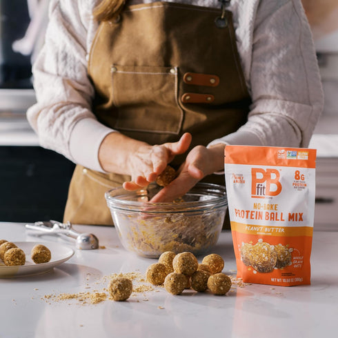 8g 10.58 Oz PBfit No Bake Peanut Butter Protein Ball Mix, Protein, Made with Chia Seeds & Whole Grain Oats, Gluten