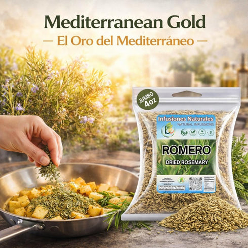 4 oz (113g) Romero Dried Rosemary Leaves Premium Whole Herbs for Cooking & Tea All-Natural, Non-GMO, Gluten-Free Hoja