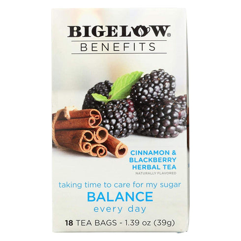 Bigelow Benefits Herbal Tea, Cinnamon and Blackberry, 18 Count Boxes