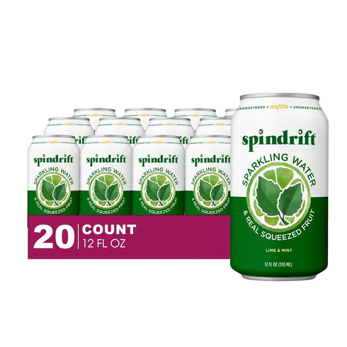 Spindrift 20- Pack of Nojito Lime & Mint Sparkling Water & Real