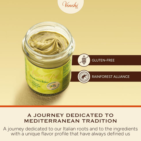 7.05 oz, Venchi - Pistachio Spread, Gluten Free, Free from Dyes and Preservatives, Made in Italy, Gift Idea
