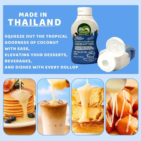 KC Commerce Calcum-11.25 (Pack 6) (6) Nature's Charm Sweetened Condensed Coconut Milk, NEW Squeeze Bottle , Dairy