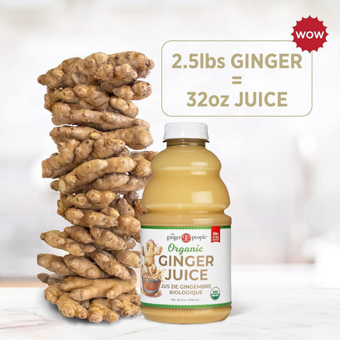 99% 32 Oz (Pack 2) Pure Organic Ginger Juice by The Ginger People Digestive Health, Premium Quality, Fl Bottle