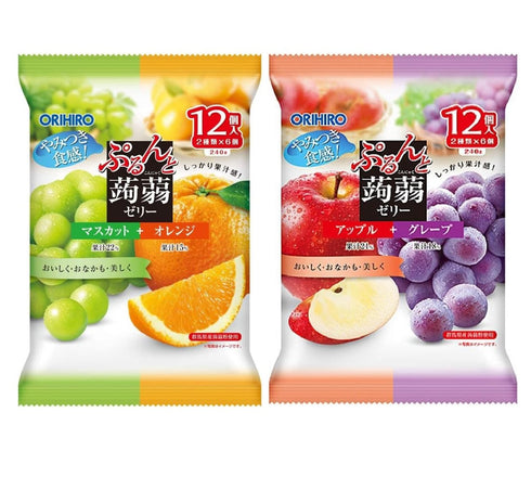 Pack 4 24 Yummy-Yamaguchi Japanese Konjac Jelly Variety ,Konnyaku, Muscat, Mandarin, Apple, Grape Flavors , Pieces