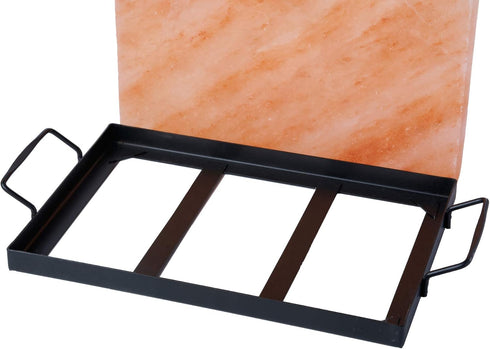 Pink Himalayan Salt Block Grilling Plate with Metal Tray for Cooking and Serving