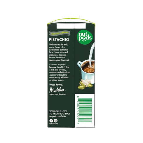 Whole30, (12-Pack) nutpods Pistachio Unsweetened Dairy-Free Creamer, Made from Almonds and Coconuts, Keto, Gluten Free