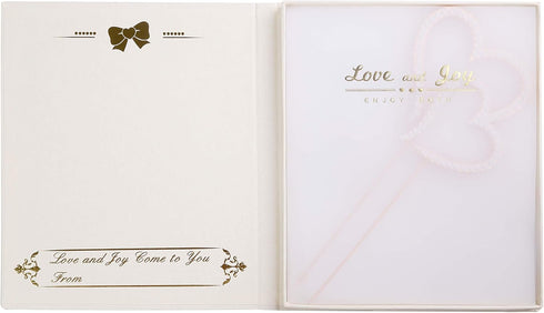 LOVENJOY Gift-Boxed Double Hearts Cake Topper, Rose Gold with Crystal Rhinestones
