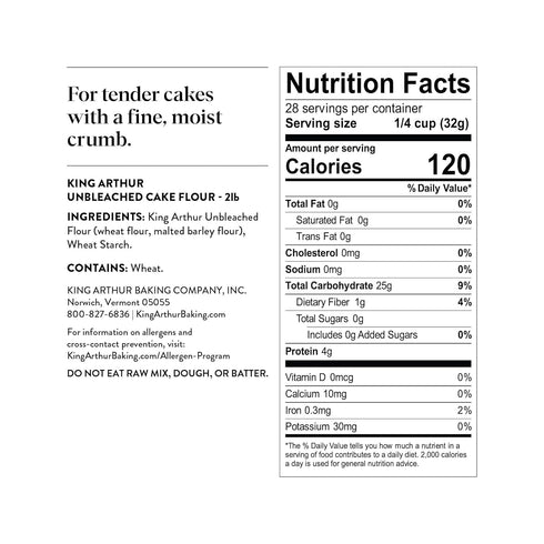 King Arthur Cake Flour, Unbleached and Unenriched, Non-GMO Project Verified, 2 Pounds