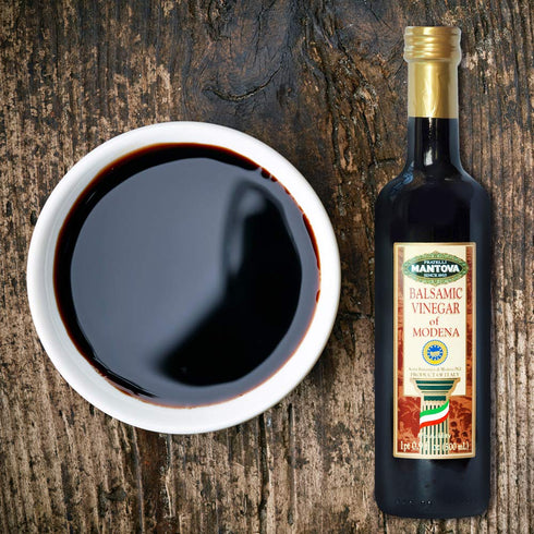 17 oz (Pack 4) Mantova Balsamic Vinegar of Modena, Perfect for Salad Dressing, Pasta, Ice Cream and Cocktails