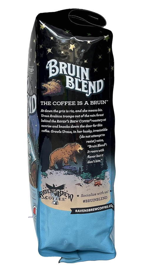 2-pack 12oz Ravens Brew Coffee Full Bodied Coffee Full City Roast Whole Bean Bruin Blend