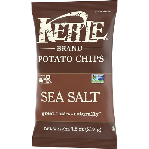 7.5 oz (Pack 12) Kettle Brand Sea Salt Kettle Potato Chips, Gluten-Free, Non-GMO, Bag