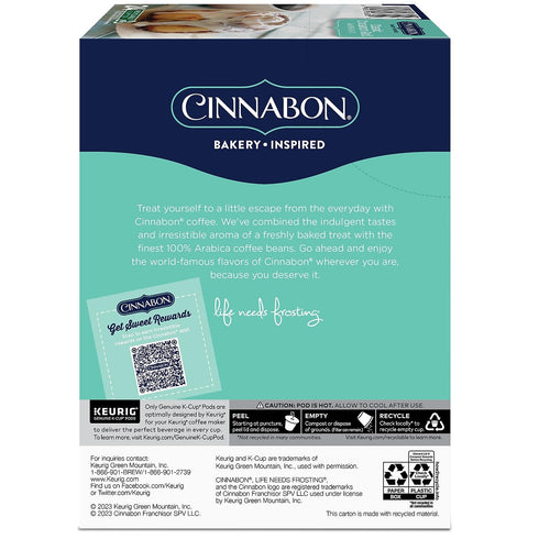 CINNABON 24 Count Classic Cinnamon Roll, Single-Serve Keurig K-Cup Pods, Flavored Coffee