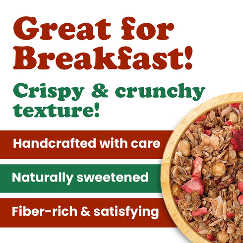 3 Food to Live Organic Golden Crunchy Granola with Strawberries, Pounds Handcrafted, Great for Breakfast Cereals